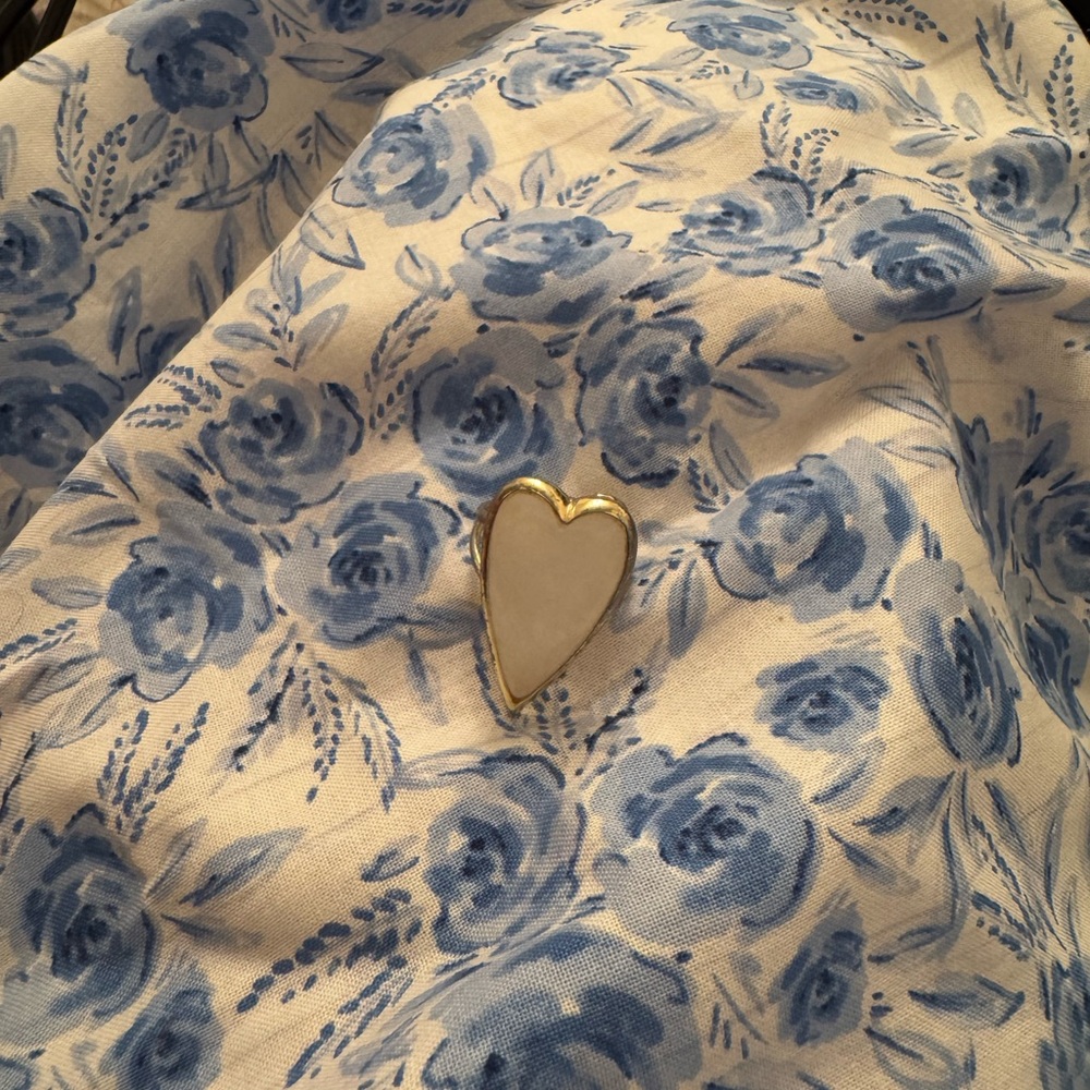 Blue Floral Fabric with Heart Pin